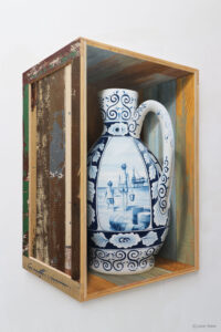 3D painting by Leon Keer Fragile delft blue vase