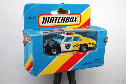 Matchbox Cop Cab Anamorphic painting by Leon Keer