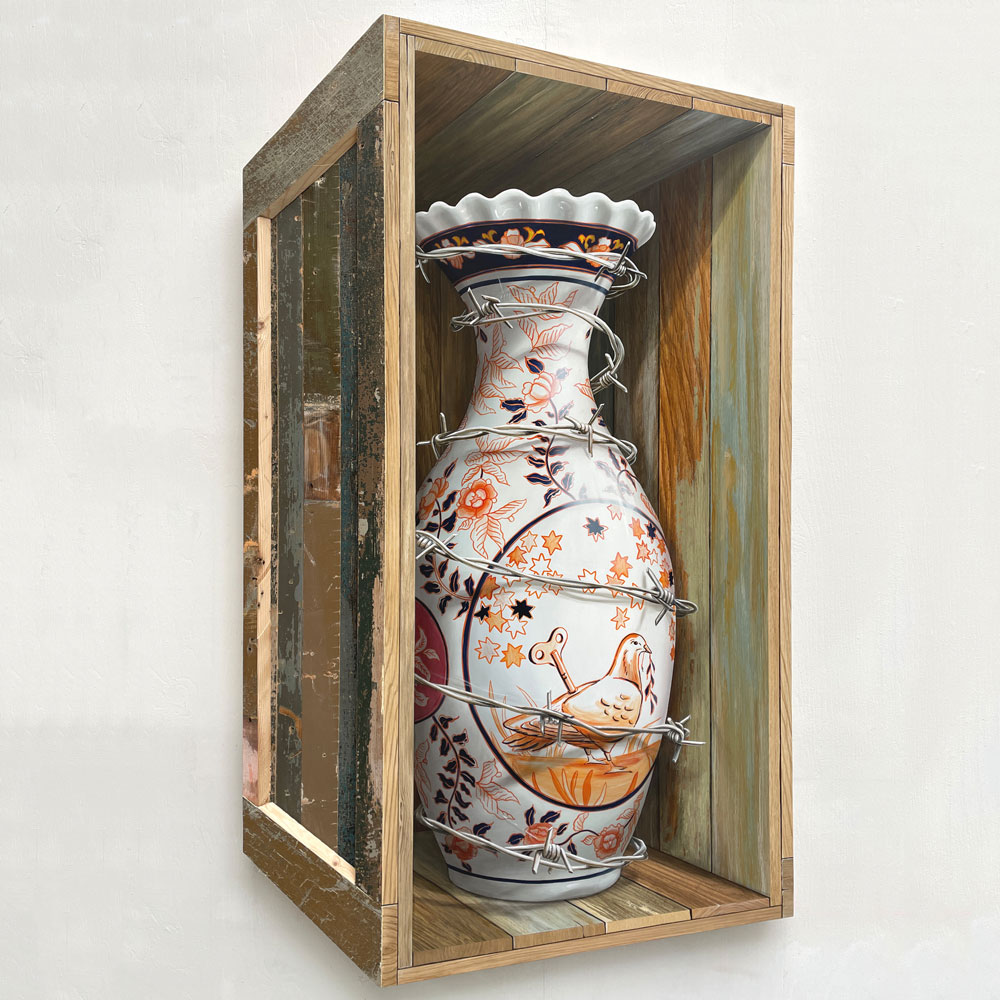 The Key by Leon Keer painting porcelain vase