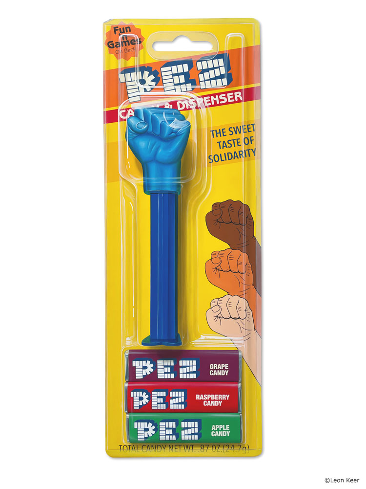 The sweet taste of solidarity painting by leon Keer 3D art PEZ candy dispenser