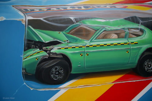 Crash car test painting by Leon Keer