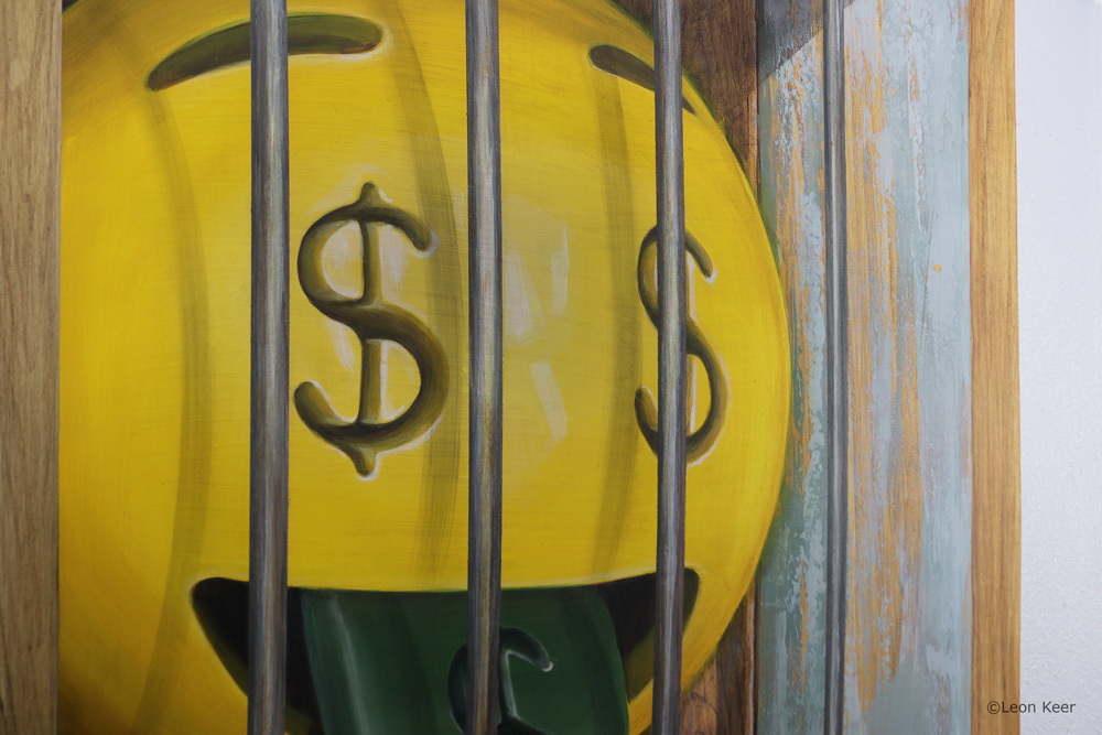 Guilty 3D painting by Leon Keer emoji money mouth