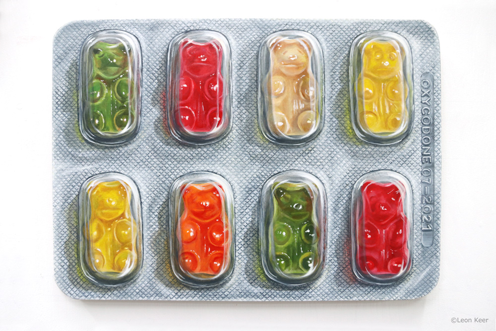 Gummybears pills leon keer 3d painting Pleasure and reward