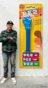 The sweet taste of solidarity painting by leon Keer 3D art PEZ candy dispenser