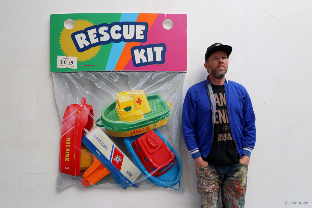 Rescue kit by leon keer painting vintage bag