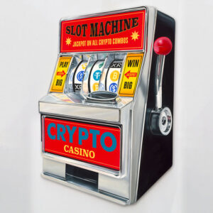 Crypto casino slotmachine 3d painting by Leon Keer