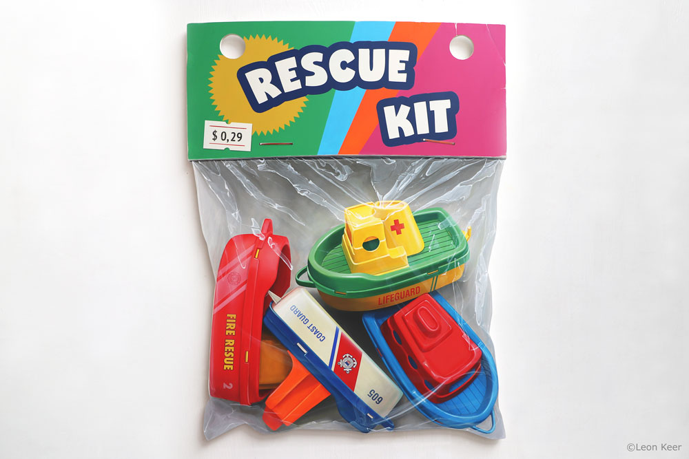 Rescue kit by leon keer painting vintage bag